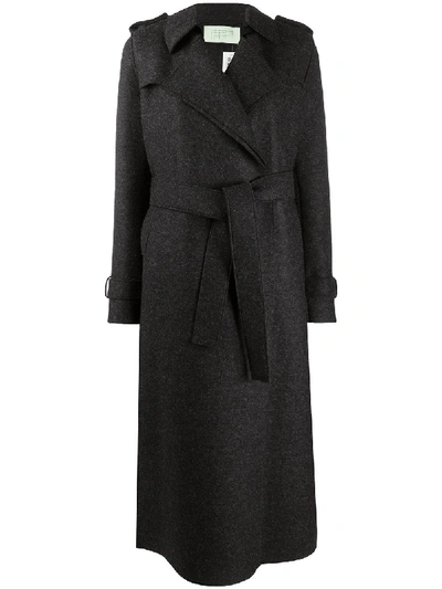Shop Harris Wharf London Long Wool Trench Coat In Black