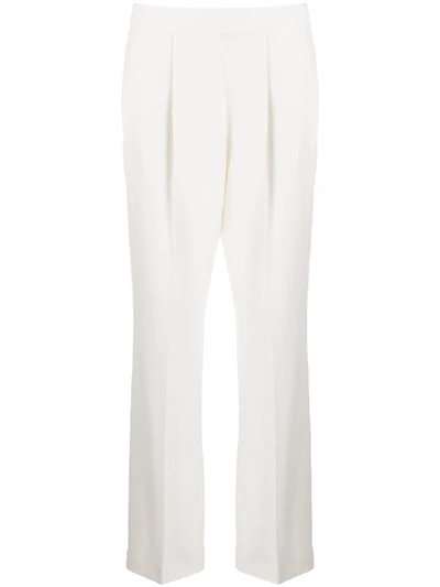 Shop Agnona High-waisted Straight Leg Trousers In White