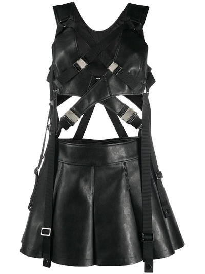 Shop Junya Watanabe Faux-leather Mini Dress In Black