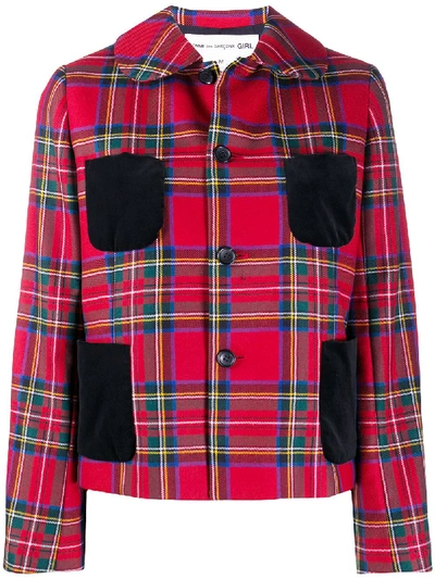 Shop Comme Des Garcons Girl Check Contrast-pocket Blazer In Red