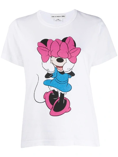 Shop Comme Des Garcons Girl Minnie Mouse-print Cotton T-shirt In White