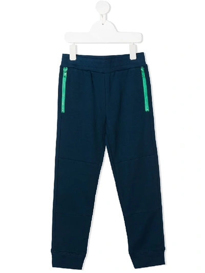 Shop Stella Mccartney Contrast-zip Track Pants In Blue