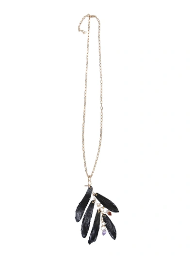 Shop Dsquared2 Necklace With Talisman And Feathers In Nero