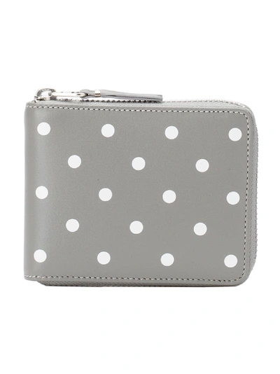 Shop Comme Des Garçons Zip-around Polka Dot Wallet In Grey