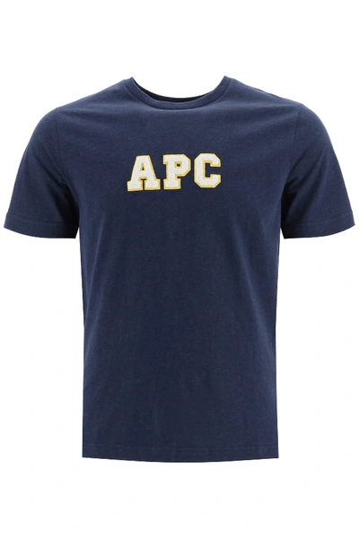 Shop A.p.c. Gael T-shirt With Logo Patch In Marine Chine (blue)