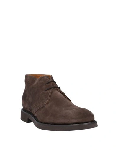 Doucal's Man Ankle Boots Chocolate Brown Size 9 Calfskin In Dark Brown