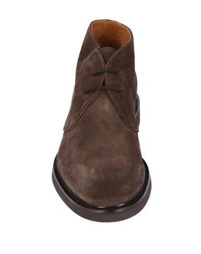 Doucal's Man Ankle Boots Chocolate Brown Size 9 Calfskin In Dark Brown
