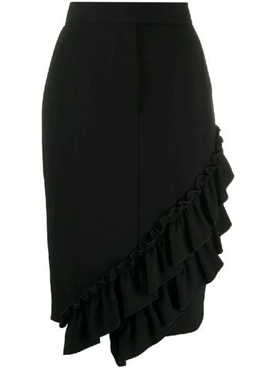 Shop Max Mara Ruffled Pencil Skirt In Black