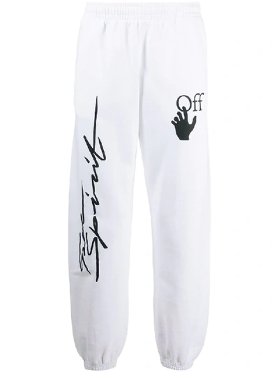 Shop Off-white Arrows Slim-fit Track Pants In White