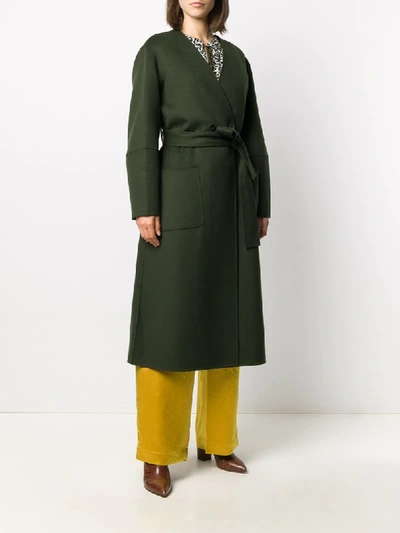 Shop Ulla Johnson Belted Wool Midi Coat In Green