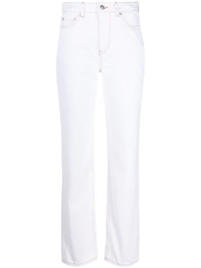 Ganni Womens Bright White Classic Straight-leg High-rise Jeans 29 