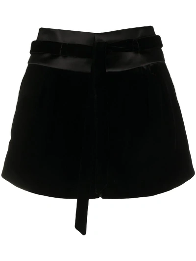 Shop Saint Laurent Belted Shorts In Black