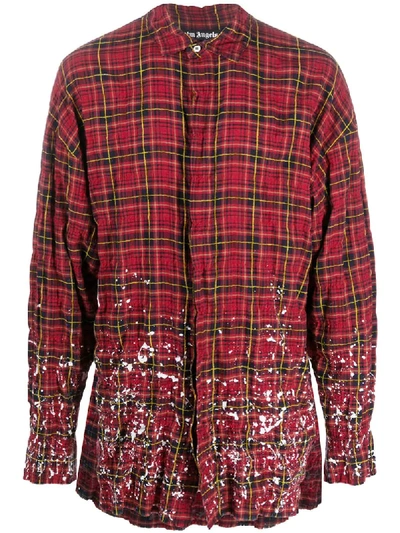 Shop Palm Angels Splatter Checked Shirt In Red