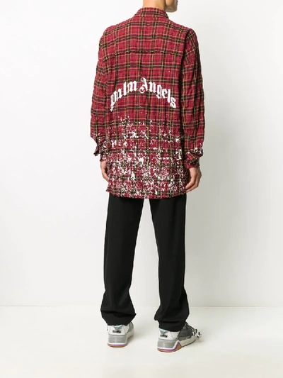 Shop Palm Angels Splatter Checked Shirt In Red