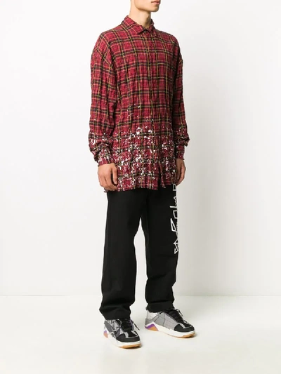 Shop Palm Angels Splatter Checked Shirt In Red