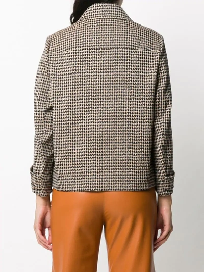 Shop Luisa Cerano Double Breasted Houndstooth Jacket In Neutrals