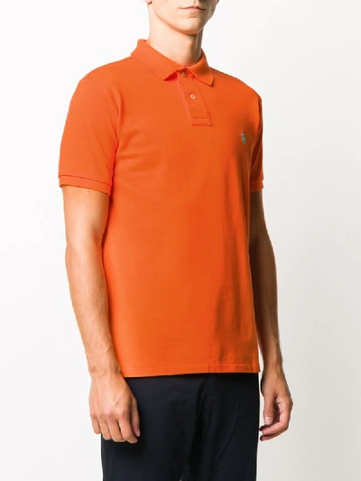 Shop Polo Ralph Lauren Embroidered Logo Polo Shirt In Orange
