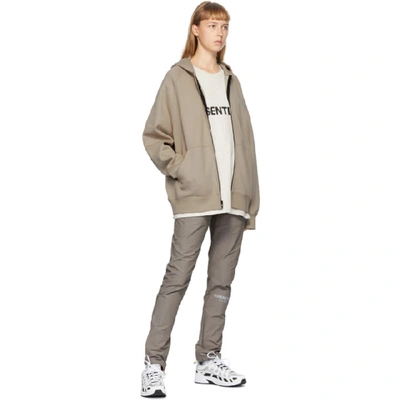 Shop Essentials Taupe Full Zip Raglan Hoodie In String