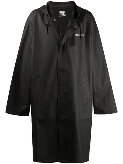 Shop Vetements Logo Drawstring Raincoat In Black