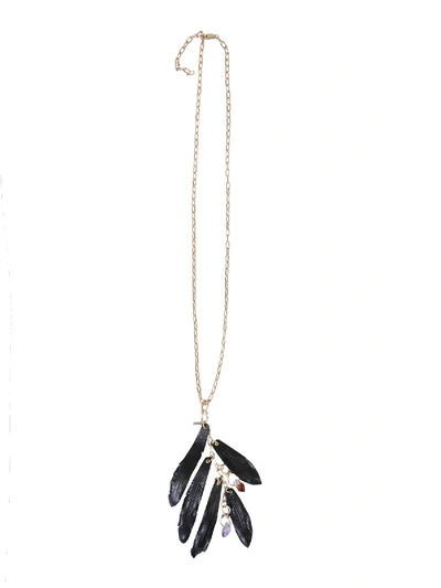 Shop Dsquared2 Necklace With Talisman And Feathers In Black