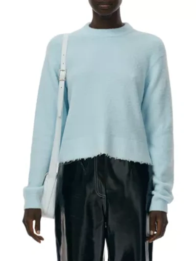 Shop Tibi Fondue Distressed Hem Sweater In Sky Blue