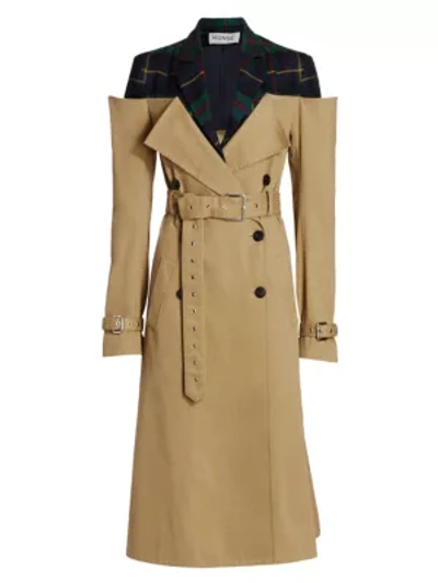 Shop Monse Deconstructed Belted Trench Coat In Khaki Multi