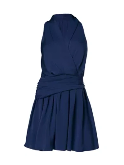 Shop Ramy Brook Shellie Faux-wrap Mini Dress In Navy