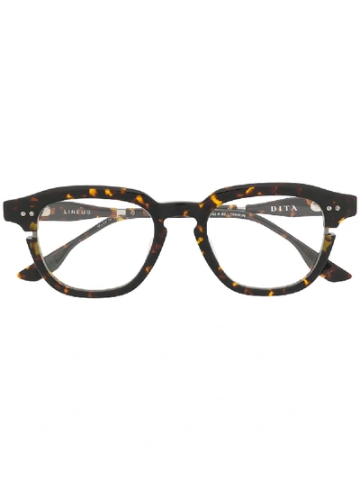 Shop Dita Eyewear Lineus Tortoiseshell-effect Sunglasses In Brown