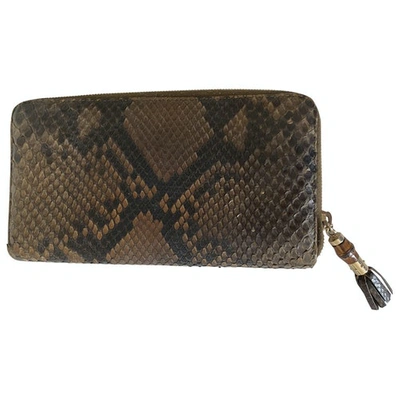 Pre-owned Gucci Brown Python Wallet
