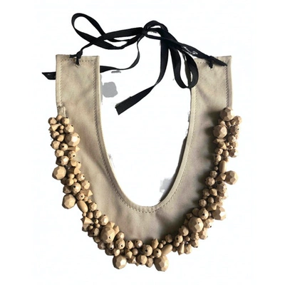 Pre-owned Prada Cloth Necklace In Beige