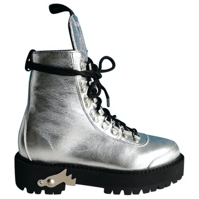 Pre-owned Off-white Silver Leather Boots