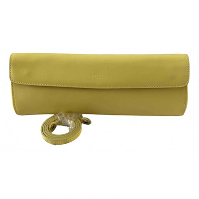 Pre-owned Furla Leather Clutch Bag In Yellow