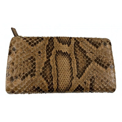 Pre-owned Celine Brown Python Wallet