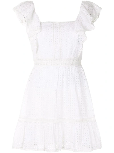 Shop Alice And Olivia Remada Ruffled Mini Dress In White