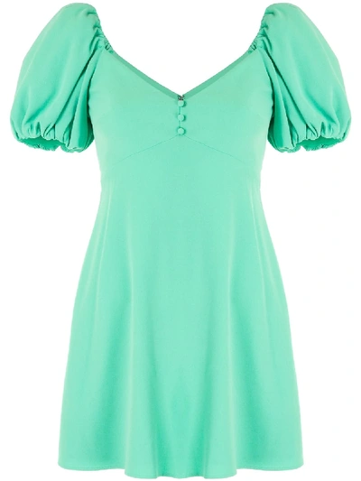 Shop Alice And Olivia Puff Sleeve Mini Dress In Green