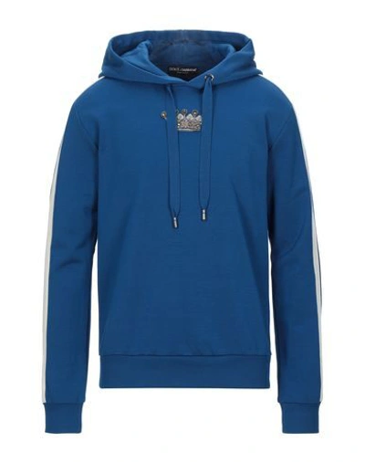 Shop Dolce & Gabbana Man Sweatshirt Blue Size 44 Cotton, Polyester, Glass, Brass, Silk