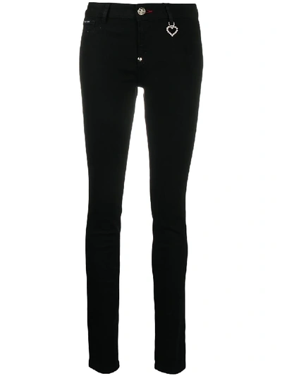 Philipp Plein Skull Button Jeggings In Black In Black
