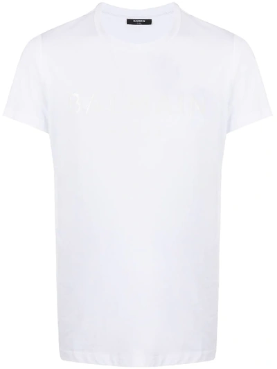 Shop Balmain Logo Cotton T-shirt In White