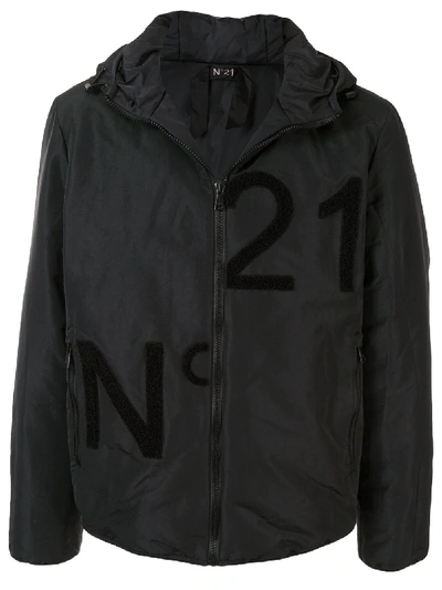 Shop N°21 Logo-print Hooded Jacket In Grey