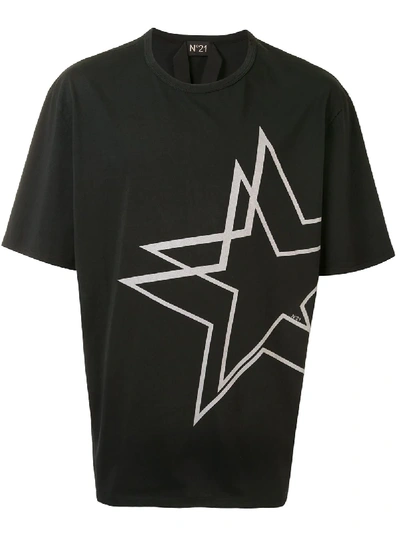 Shop N°21 Star-print Cotton T-shirt In Black