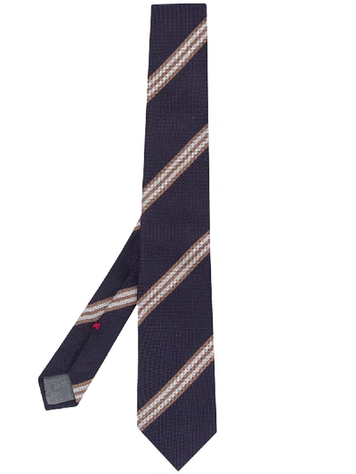 Shop Brunello Cucinelli Diagonal Striped Tie In Blue