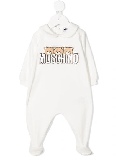Shop Moschino Teddy Bear Print Pajamas In White