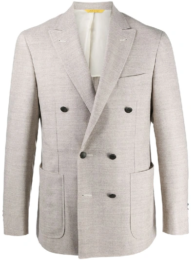 Shop Canali Double-breasted Blazer In Neutrals