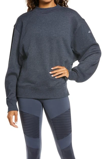 Shop Alo Yoga Freestyle Mock Neck Sweatshirt In Midnight Heather