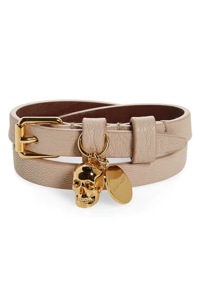 Shop Alexander Mcqueen Double Wrap Bracelet In Gold/ Pink