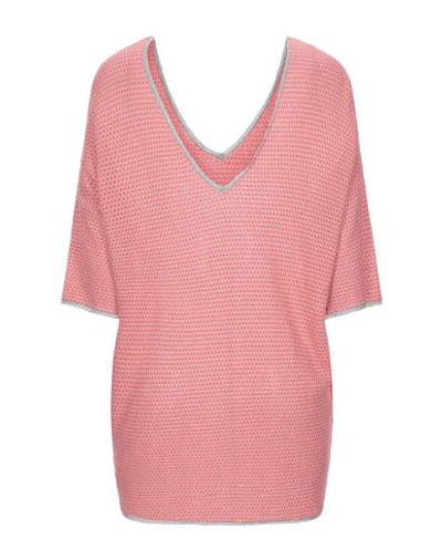 Shop Kangra Cashmere Kangra Woman Sweater Coral Size 6 Cotton, Viscose, Metallic Polyester In Red