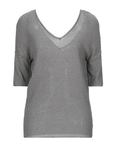 Shop Kangra Cashmere Kangra Woman Sweater Lead Size 10 Cotton, Viscose, Metallic Polyester In Grey