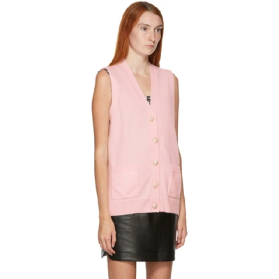 Shop Ganni Pink Cashmere Knit Vest In 480 Cherry