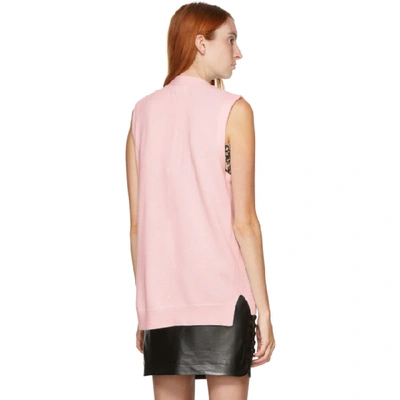 Shop Ganni Pink Cashmere Knit Vest In 480 Cherry