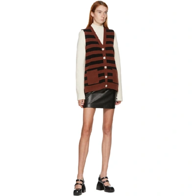 Shop Ganni Brown And Black Cashmere Knit Vest In 896 Toffee